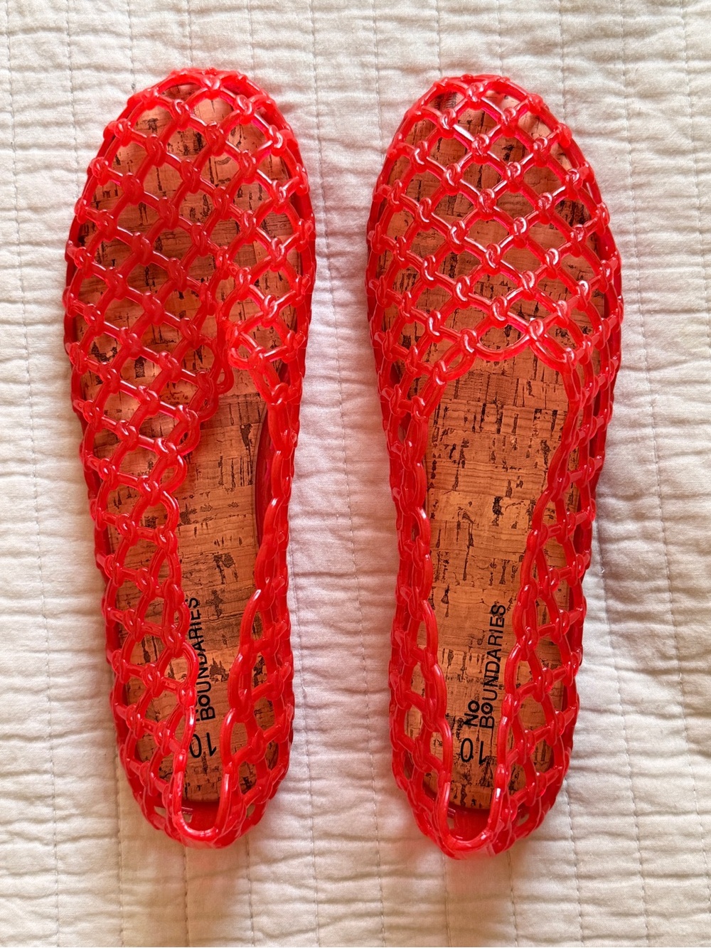 No Boundaries Red Woven Jelly Slip-On Flats